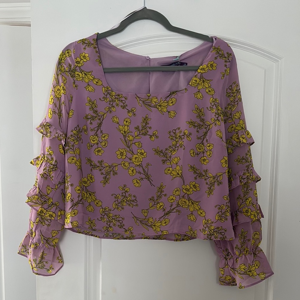 Adore Me Purple and Yellow Floral Blouse